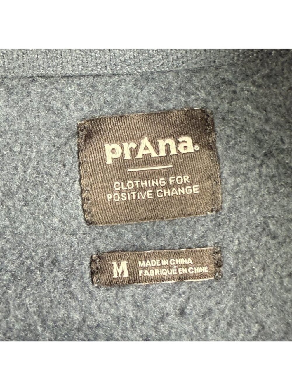 PrAna Hoodie Mens Medium Blue Herringbone Tunic High Neck Pullover Knit Pockets - Picture 3 of 12